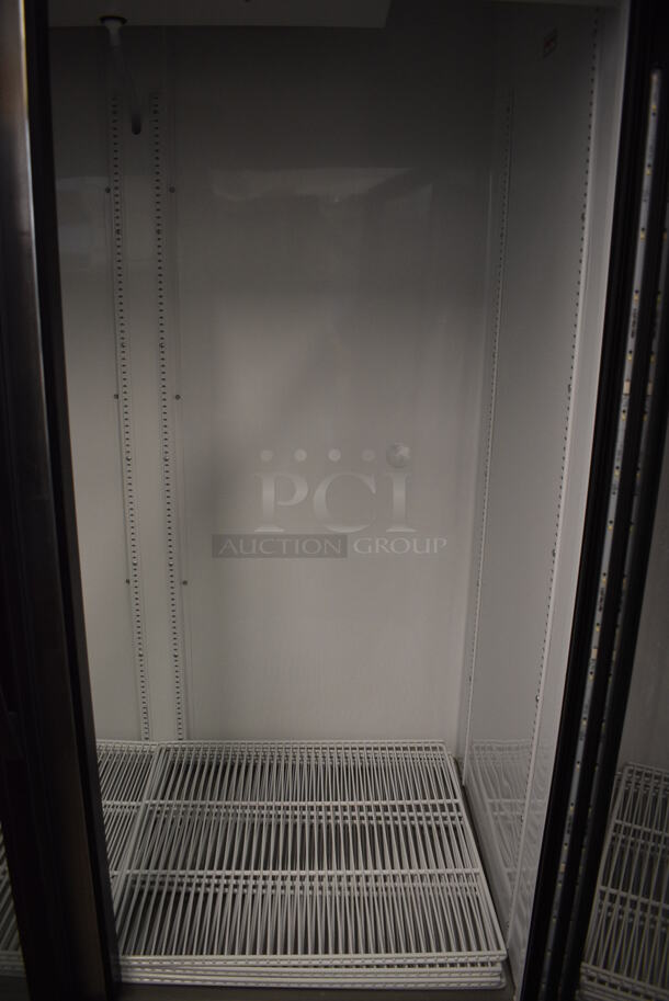 2017 True GDM-49-HC-TSL01 ENERGY STAR Metal Commercial 2 Door Reach In Cooler Merchandiser w/ Poly Coated Racks. 115 Volts, 1 Phase. 54x30x78. Tested and Working! - Image 5 of 5