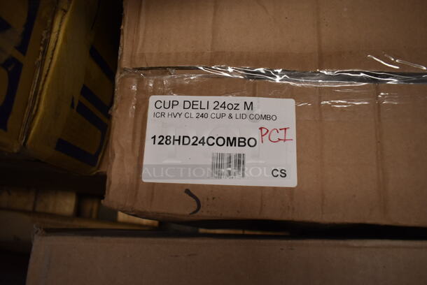 PALLET LOT of 15 BRAND NEW Boxes Including 4 Box H-9-CL High Ball Glasses, Dart 12BWWCR Concorde 10-12 oz. White Non-Laminated Round Foam Bowl - 1000/Case, GET H-9-1-SAN-CL Cheers 9 oz. Customizable Clear SAN Plastic Highball Glass - 24/Case, Choice 16 oz Deli Container, M-4010 100' Banquet Roll, 500PTCRLLWH Choice 40" x 100' White Plastic Table Cover Roll - 4/Case, 128HD24COMBO  ChoiceHD 24 oz. Microwavable Translucent Plastic Deli Container and Lid Combo Pack - 240/Case, 433PANPAL2 Baker's Lane PanPal Non-Stick Reusable Full Size Pan Liner - 2/Pack, Vollrath 68291 Wear-Ever 40 Qt. Replacement Boiler / Fryer Basket for 68270. 15 Times Your Bid! - Image 10 of 12