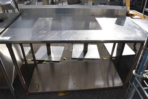 Stainless Steel Table w/ Under Shelf and Back Splash. 60x30x43 - Image 1 of 5