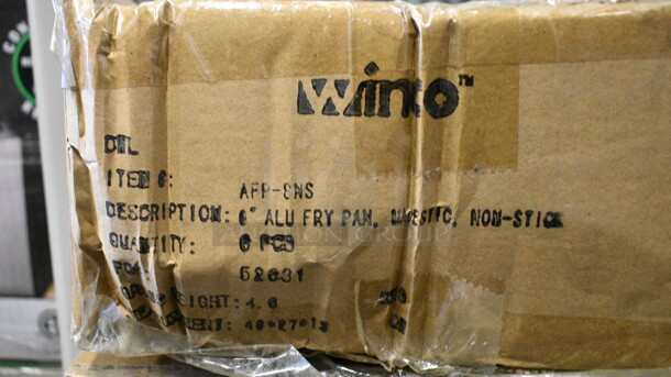 3 BRAND NEW! Boxes of 6 Winco AFP-8NS 8" Non-Stick Aluminum Frying Pan w/ Solid Metal Handle. 3 Times Your Bid!  - Image 5 of 5