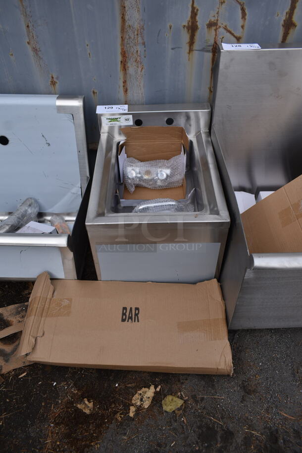 BRAND NEW SCRATCH AND DENT! Regency 600B11014 Stainless Steel Commercial Single Bay Sink w/ Faucet, Handles and Legs.  - Image 1 of 5