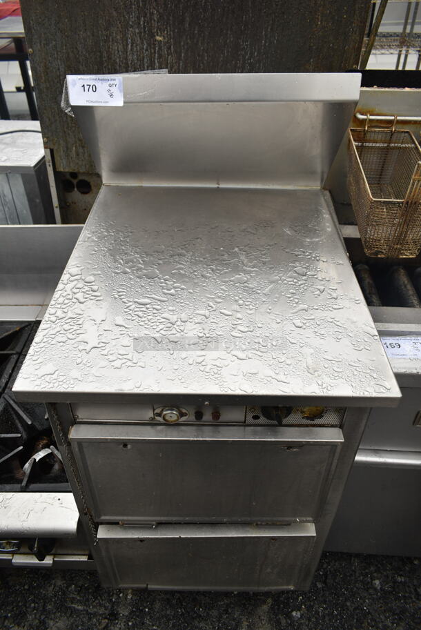 Stainless Steel Commercial Counter w/ 2 Oven Doors and Back Splash. - Image 1 of 6