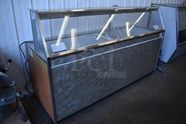 Stainless Steel Commercial Ice Cream Dipping Cabinet w/ 4 Metal Collars. 89.5x20.5x52.5. Tested and Working!
