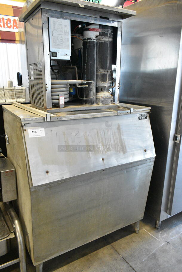 Manitowoc RF1200W Stainless Steel Commercial Ice Machine Head on Commercial Ice Bin. 220 Volts, 1 Phase. - Image 1 of 5