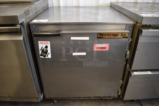 Beverage Air UCR27A Stainless Steel Commercial Single Door Undercounter Cooler on Commercial Casters. 115 Volts, 1 Phase. 27x30x32. Tested and Working!