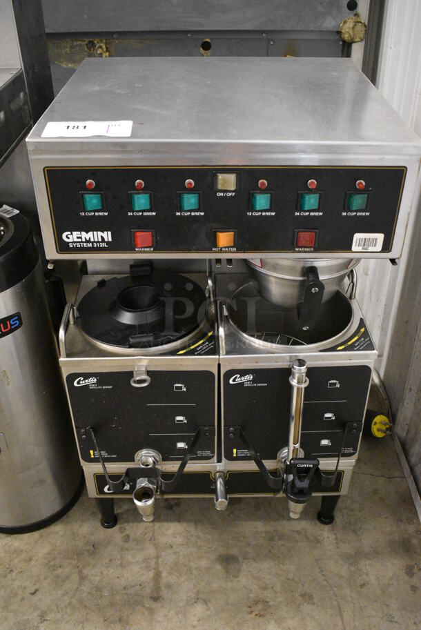 Curtis Stainless Steel Commercial Countertop Dual Coffee Machine w/ 2 Servers and 1 Brew Basket. 18x22x30