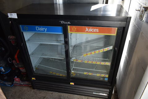2019 True GDM-41SL-48-HC-LD Metal Commercial 2 Door Reach In Cooler Merchandiser w/ Poly Coated Racks. 115 Volts, 1 Phase. Tested and Powers On But Does Not Get Cold