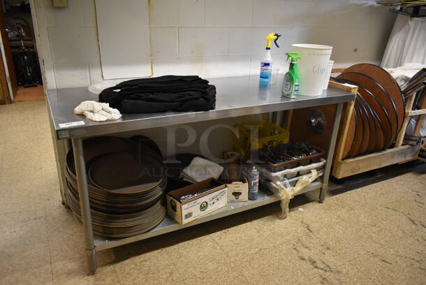 Stainless Steel Table w/ Under Shelf and Contents Including Oval Serving Trays. (hallway) - Image 1 of 4