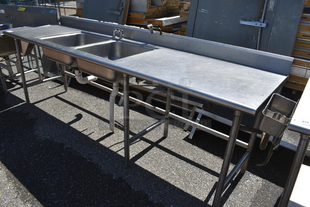 Stainless Steel Commercial 2 Bay Sink w/ Back Splash. 108x30x40. Bays 20x20x8 - Image 2 of 3