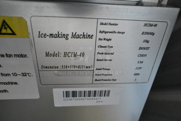 BRAND NEW SCRATCH AND DENT! Hoocoo HCIM-40 Stainless Steel Commercial Undercounter Self Contained Ice Machine. 115 Volts, 1 Phase. - Image 8 of 8