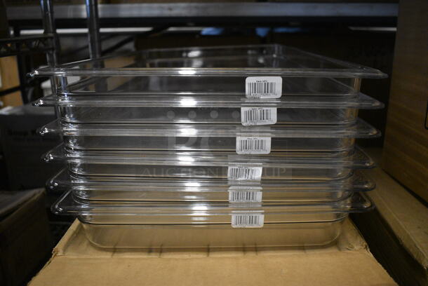 ALL ONE MONEY! Lot of 6 BRAND NEW IN BOX! Cambro Clear Poly Full Size Drop In Bins! 1/1x2.5 - Image 3 of 4