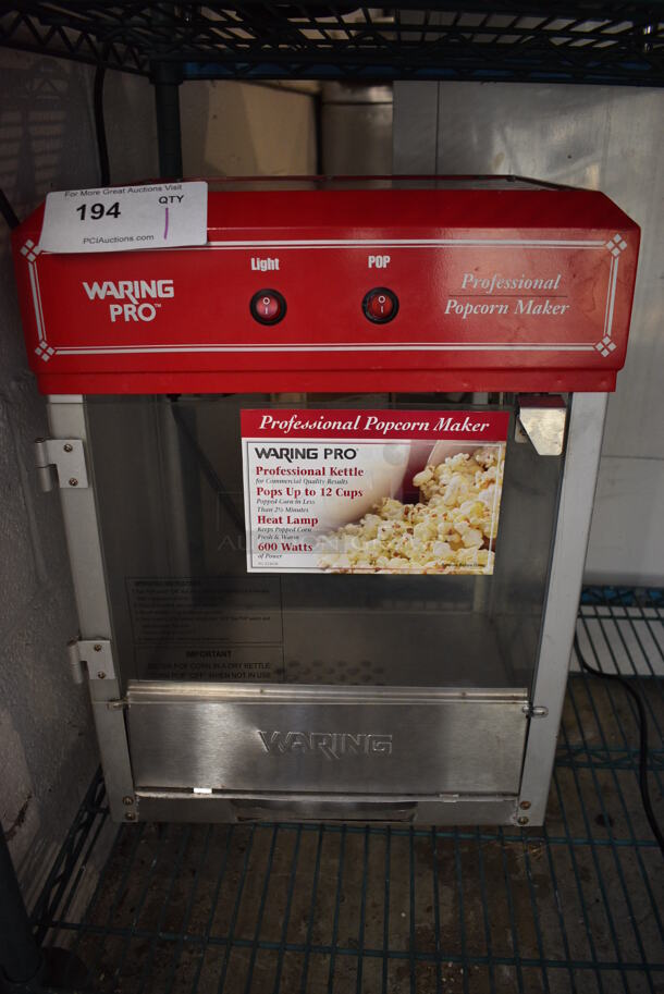 Waring Pro Metal Countertop Professional Popcorn Maker Merchandiser. 15.5x12.5x21. Tested and Working!