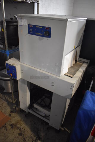 Clamco 820 Tunnel Metal Commercial Floor Style Shrink Wrapping Tunnel on Commercial Casters. 32x27x55. Cannot Test Due To Plug Style