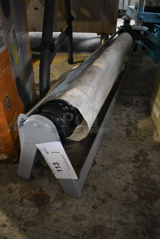 Gray Metal Butcher Block Roll Holder w/ Roll. 38x7x8 - Image 1 of 3