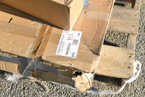 9 BRAND NEW Boxes Including 164TB2222 Lancaster Table & Seating 22" x 22" Cross Cast Iron Table Base Plate, 808B1449ACD Superlevel Self Adjusting Table Foot - 4/Pack, 407KRPLAS13 Choice 13-Slot Plastic Wall Mount Knife Rack, 2 Box Libbey 7508 Vina 12.75 oz. Customizable Tall Wine Glass - 12/Case, 117321310 AllPoints 32-1310 5' x 1/2" ID Fryer Oil Filter Hose, 4558022026 32 oz. Tall Plastic Iced Tea Design Souvenir Cup with Straw and Lid - 200/Case. 9 Times Your Bid!  - Image 2 of 11