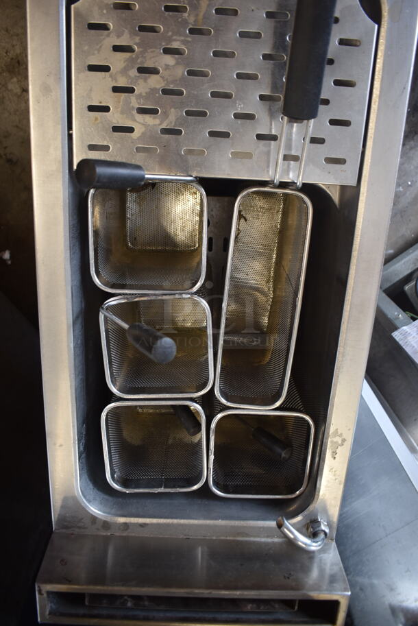 Axis Commercial Stainless Steel Natural Gas Powered Pasta Cooker With 5 Steel Baskets on Galvanized Legs. - Image 4 of 7