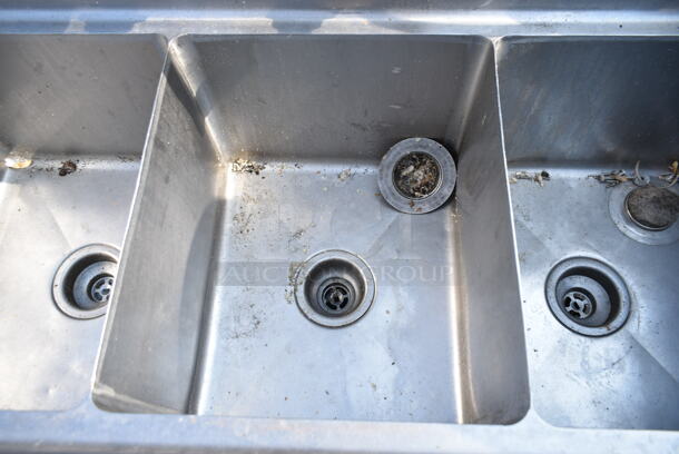 Stainless Steel 3 Bay Sink w/ Spray Nozzle Attachment and Handles.  - Image 7 of 9