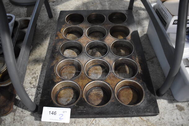 2 Metal 15 Cup Muffin Baking Pans. 18x26x1. 2 Times Your Bid!