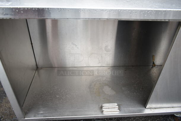 Stainless Steel Commercial Table w/ Back Splash, Under Shelf and 2 Doors on Commercial Casters. - Image 5 of 9
