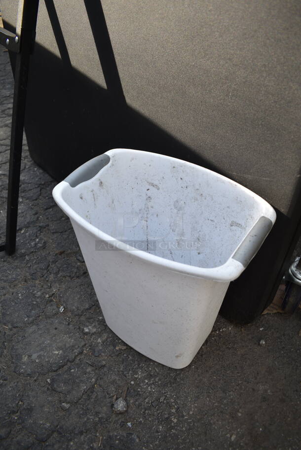 ALL ONE MONEY! Lot of Various Items Including Folding Table, Black Frame and White Poly Trash Can - Image 2 of 6