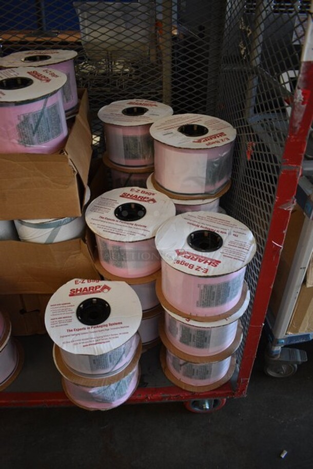 ALL ONE MONEY! Metal Commercial Cart on Commercial Casters w/ 55 Sharp E-Z Bag Rolls. Goes GREAT with Item #195. 70x30x57. - Image 2 of 7