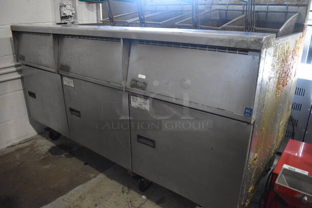 Pitco Frialator Model SG18 Stainless Steel Commercial Natural Gas Powered 2 Bay Deep Fat Fryer w/ Left Side Dumping Station on Commercial Casters. 140,000 BTU. 59x34x47 - Image 2 of 8