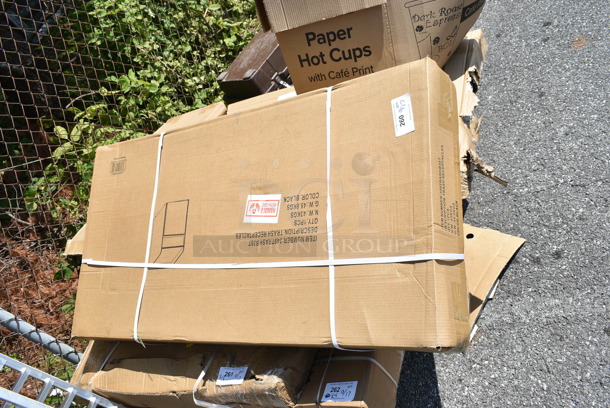 BRAND NEW SCRATCH AND DENT! Lancaster Table & Seating 349TRASHB35T  Waste 35 Gallon Black Receptacle Enclosure with "THANK YOU" Swing Door. May Be Missing Pieces.  - Image 2 of 3