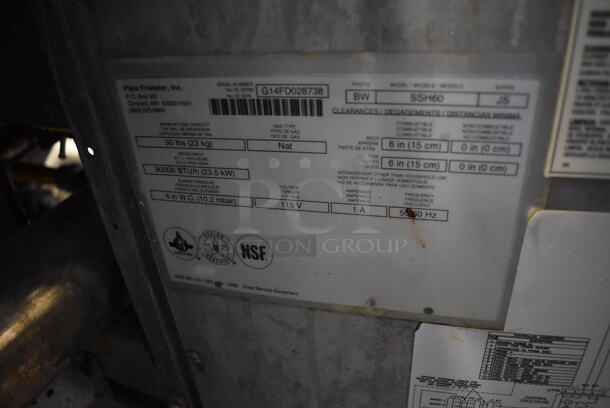 2014 Pitco Frialator Model SSH60 ENERGY STAR Stainless Steel Commercial 4 Bay Natural Gas Powered Deep Fat Fryer w/ 6 Metal Fry Baskets and Filtration System on Commercial Casters. 80,000 BTU. 62.5x35x49 - Image 11 of 12