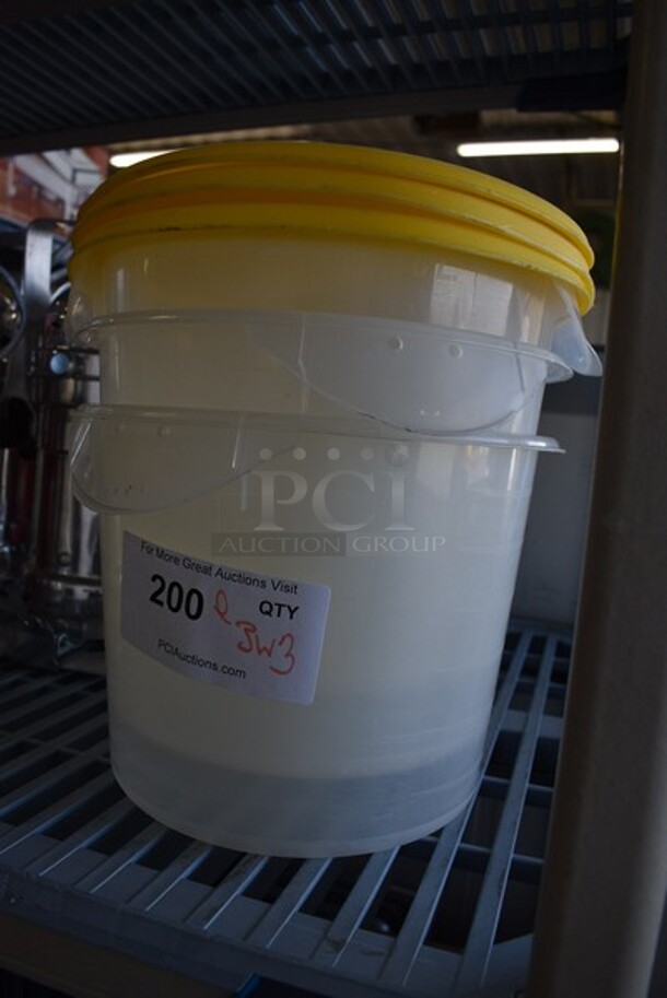 ALL ONE MONEY! Lot of 3 Clear Ploy Containers w/ 3 Yellow Poly Lids. 10x10x7.5. - Image 3 of 3