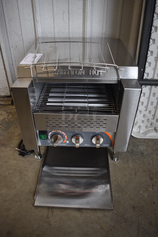 BRAND NEW! Ava Toast Model TT-300-240 Stainless Steel Commercial Countertop Electric Powered Conveyor Toaster Oven. 240 Volts, 1 Phase. 15x17x15