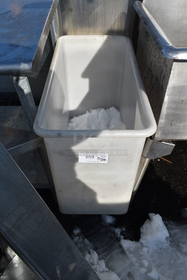 White Poly Ingredient Bin on Commercial Casters.