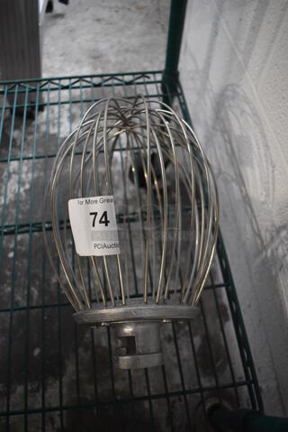 Hobart Metal Commercial Whisk Attachment for Mixer. 7.5x7.5x12.5