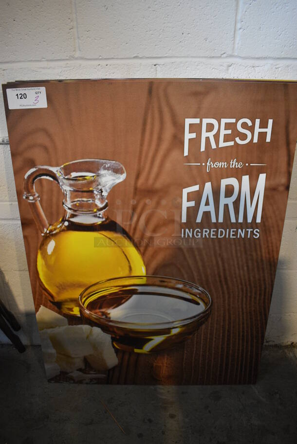 3 Pictures; Fresh from the Farm, Authentic Old World and Good for you Food. 30x1x40.5. 3 Times Your Bid! - Image 1 of 4