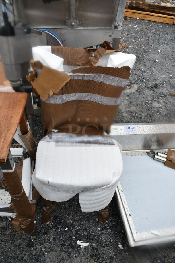 4 BRAND NEW SCRATCH AND DENT! Items Including Wooden Bar Stool, 2 Black Metal Dining Height Ladder Back Chairs, 164VYCHAIRVN Lancaster Table & Seating Vineyard Series Barrel Brown Outdoor Cross Back Chair. 4 Times Your Bid!  - Image 3 of 7