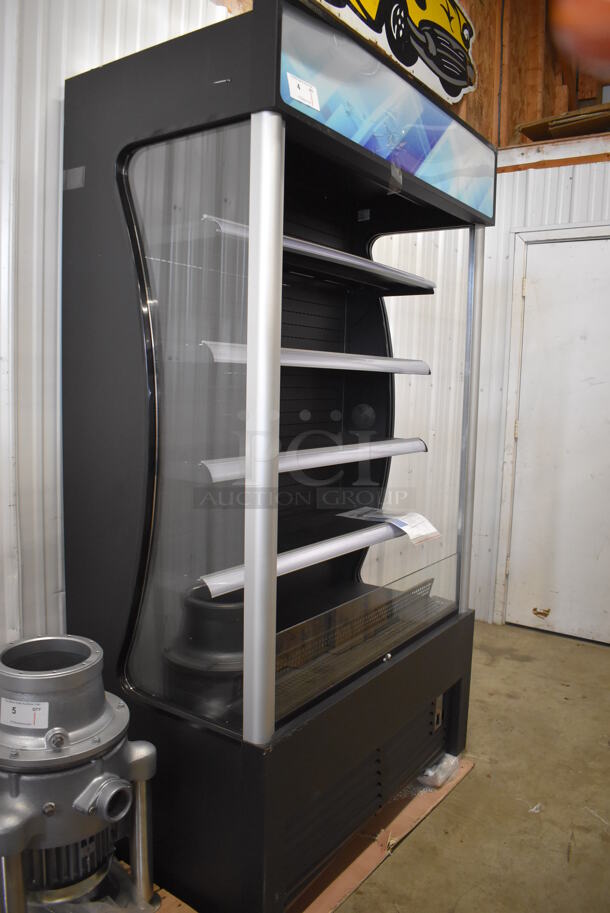 BRAND NEW SCRATCH AND DENT! Avantco BVAC-46HC Metal Commercial Floor Style Black Refrigerated Air Curtain Merchandiser. Missing Right Side Glass. 46x26x82. Tested and Working! - Image 3 of 6