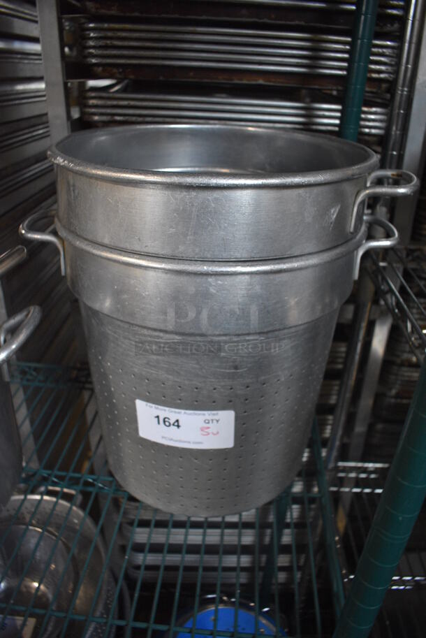3 Various Metal Straining Stock Pots. Includes 14x12.5x12.5. 3 Times Your Bid!