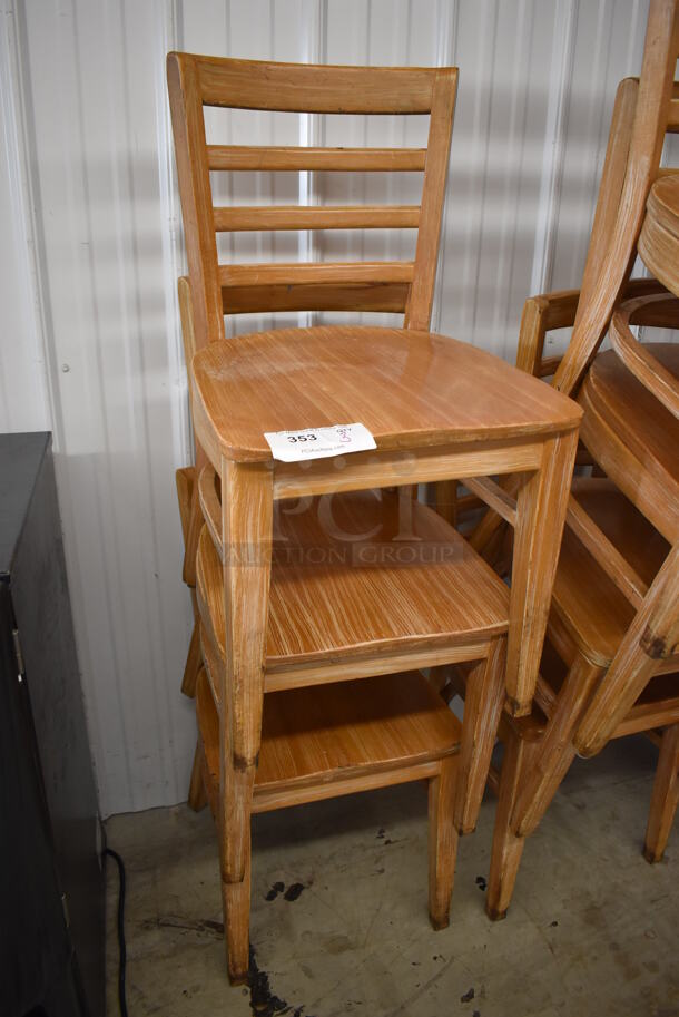 3 Wood Pattern Dining Chairs w/ Ladder Back Seats. 16x18x31. 3 Times Your Bid! - Image 5 of 6