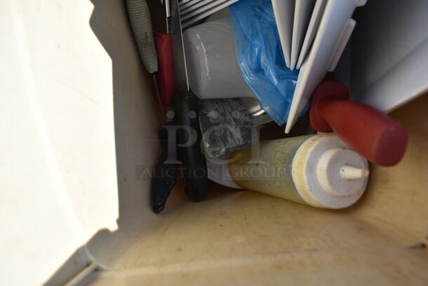 ALL ONE MONEY! Lot of Poly Ingredient Bin and Poly Slim Jim Trash Can w/ Contents Including Receipt Printer - Image 11 of 11