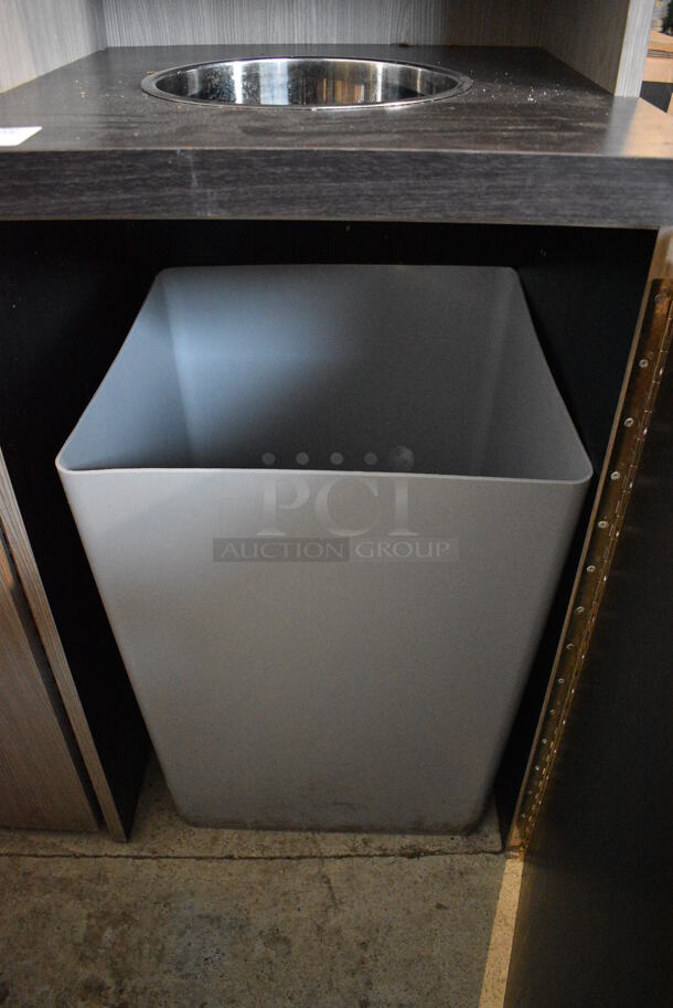 Gray and Black Wooden Trash Can Shell w/ Trash Deposit Hole, Tray Return, Door and Trash Can. 21x21x48.5 - Image 5 of 5