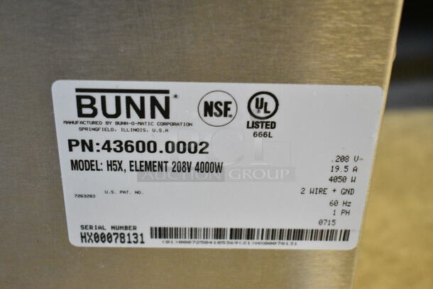 Bunn H5X Stainless Steel Commercial Countertop Heated Hot Water Dispenser. 208 Volts, 1 Phase.  - Image 4 of 4