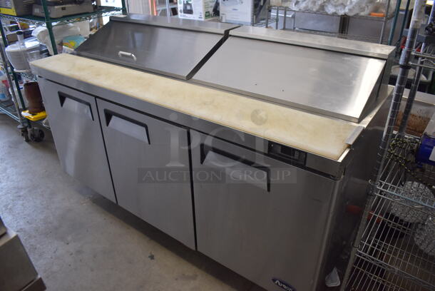 2015 Atosa MSF8304 Stainless Steel Commercial Sandwich Salad Prep Table Bain Marie Mega Top on Commercial Casters. 115 Volts, 1 Phase. 73x30x46. Tested and Working!