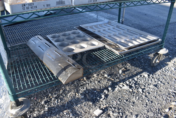 Metro Green Finish 6 Tier Wire Shelving Unit on Commercial Casters w/ Contents Including Poly Urns. BUYER MUST DISMANTLE. PCI CANNOT DISMANTLE FOR SHIPPING. PLEASE CONSIDER FREIGHT CHARGES. 48x24x80 - Image 4 of 4