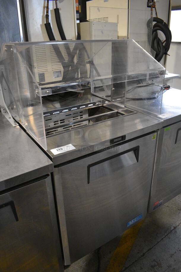 Turbo Air Model MST-26-711S Stainless Steel Commercial Single Door Under Counter Cooler w/ Poly Clear Sneeze Guard. 115 Volts, 1 Phase. 27.5x30x55. Tested and Powers On But Does Not Get Cold - Image 2 of 7