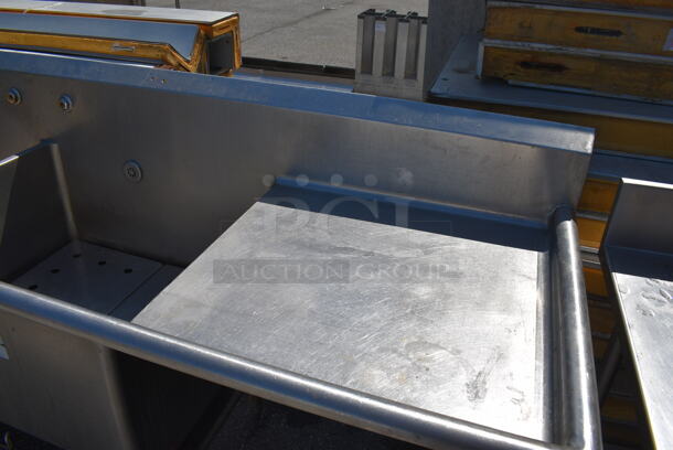 Stainless Steel Commercial 3 Bay Power Soak Sink w/ Dual Drainboards. 150x30x44. Bays 30x26x15. Drainboards 27x26x2 - Image 3 of 12