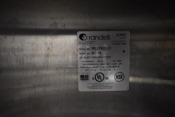 2015 Randell BC-18 Stainless Steel Commercial Floor Style Blast Chiller. 115/230 Volts, 1 Phase. 40x36x71 - Image 6 of 7