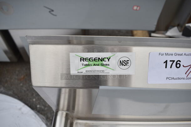 BRAND NEW SCRATCH AND DENT! Regency 600S32030230 124" 16-Gauge Stainless Steel Three Compartment Commercial Sink with 2 Drainboards - 20" x 30" x 14" Bowls. No Legs. - Image 8 of 8