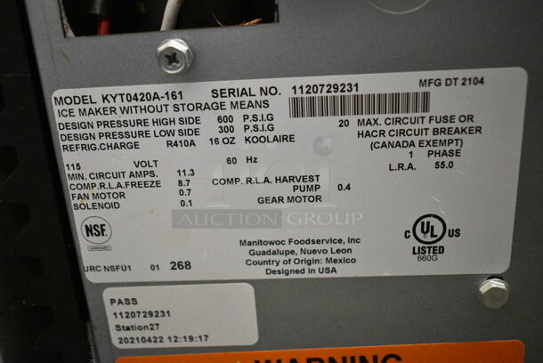 2021 KoolAire KYT0420A-161 Stainless Steel Commercial Ice Head. 115 Volts, 1 Phase.  - Image 3 of 3