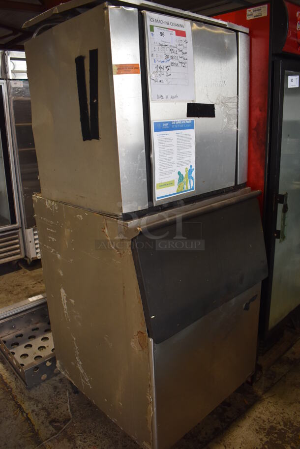 Ice O Matic CIM1136HA Stainless Steel Commercial Ice Machine Head on Ice Bin. 208-230 Volts, 1 Phase. 31x33x74