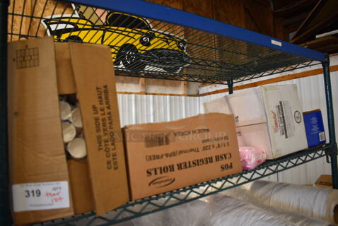 ALL ONE MONEY! Tier Lot of Various Paper Products Including Receipt Printer Rolls and Portion Cups