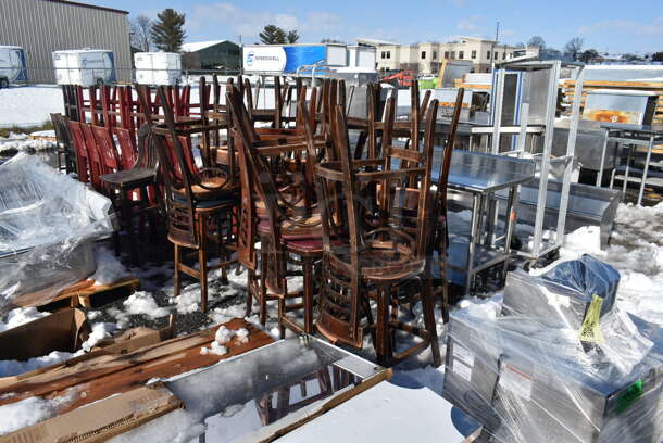 18 Wooden Bar Height Chairs. 18 Times Your Bid! - Image 4 of 6